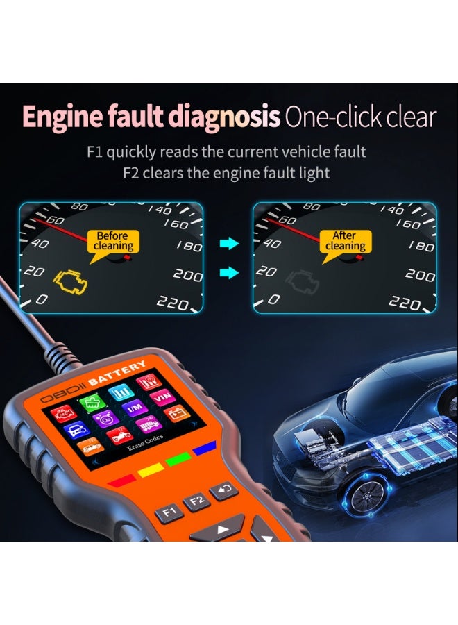 COOLHAWK OBD2 Scanner - K2 Pro 2-in-1 Universal Car Code Reader & Battery Tester, Professional Automotive Diagnostic Scan Tool for 12V/24V Cars Trucks, Check Engine Light, O2 Sensor & I/M Readiness Test - Image 4