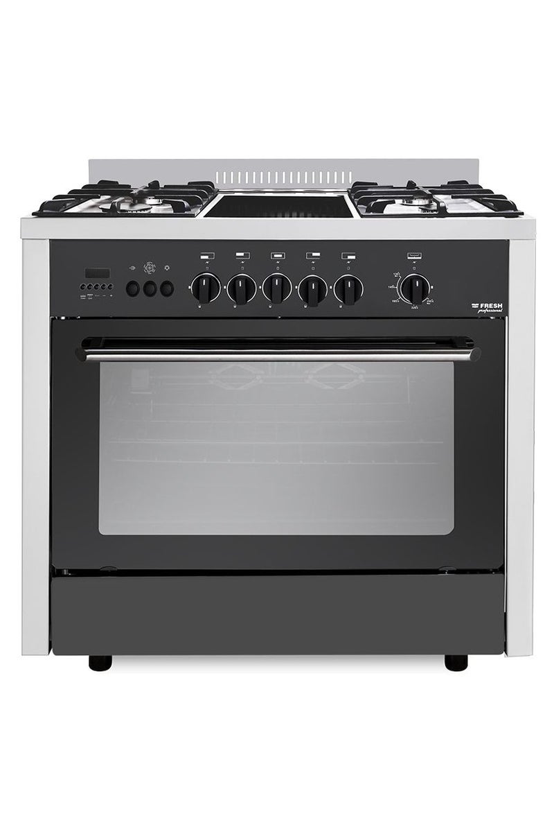 Fresh Professional Grillo 90 x 60 Gas Cooker - 5 Burners, Stainless Steel x Black