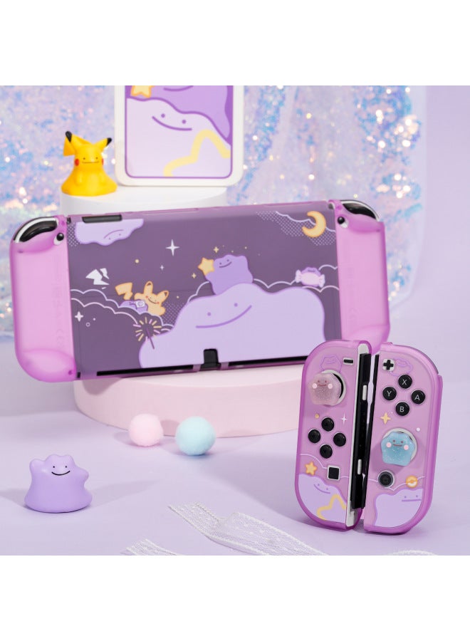 general Nintendo Switch Oled Game Console Protective Case Pokemon Pokemon Joystick Cap Dust Cover Digital Computer Game Protective Shell-Model:OLED Dreamland Five-piece Set - Image 3
