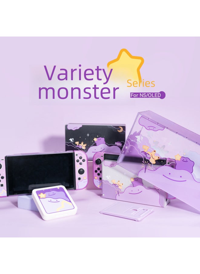 general Nintendo Switch Oled Game Console Protective Case Pokemon Pokemon Joystick Cap Dust Cover Digital Computer Game Protective Shell-Model:OLED Dreamland Five-piece Set - Image 2