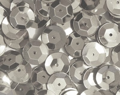 8mm Cup Sequins Silver Loose Sequins for Embroidery Applique Arts Crafts and Embellishment