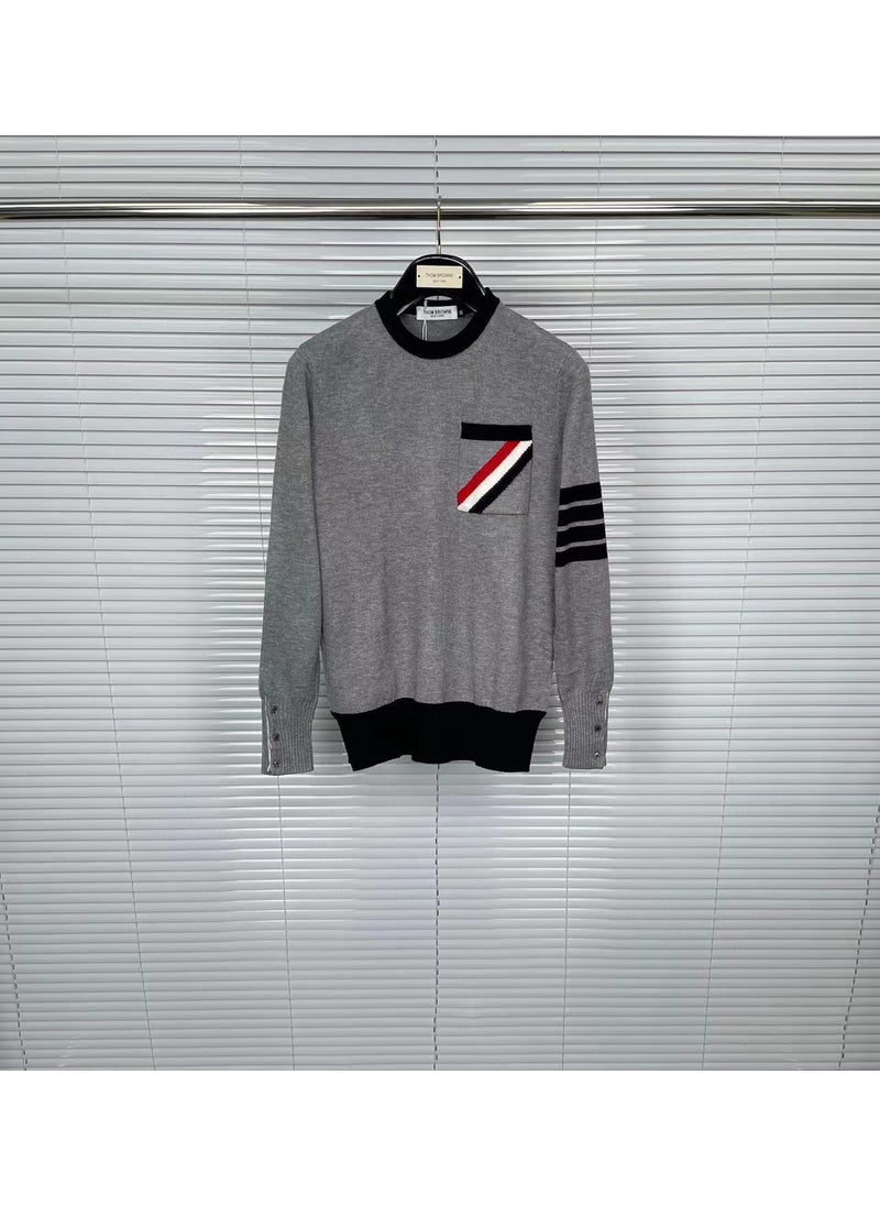 Generic - Classic Four-Button Round Neck Sweater Autumn/Winter New Arrival Comfortable Versatile Wool Casual Sweater TB Factory Direct grey - Image 1