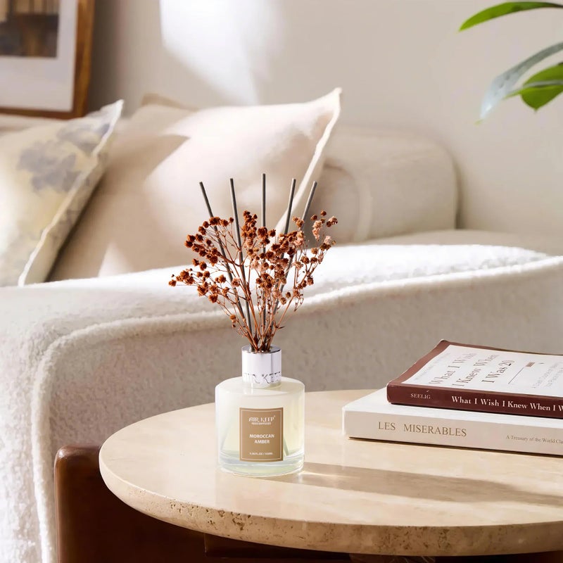 Airkeep Reed Diffuser Set,3.38 fl oz (100 ml) - Moroccan Amber Oil Diffusers with 8 Reed Sticks, Home Fragrance Reed Diffuser for Bathroom Shelf Decor - Image 3