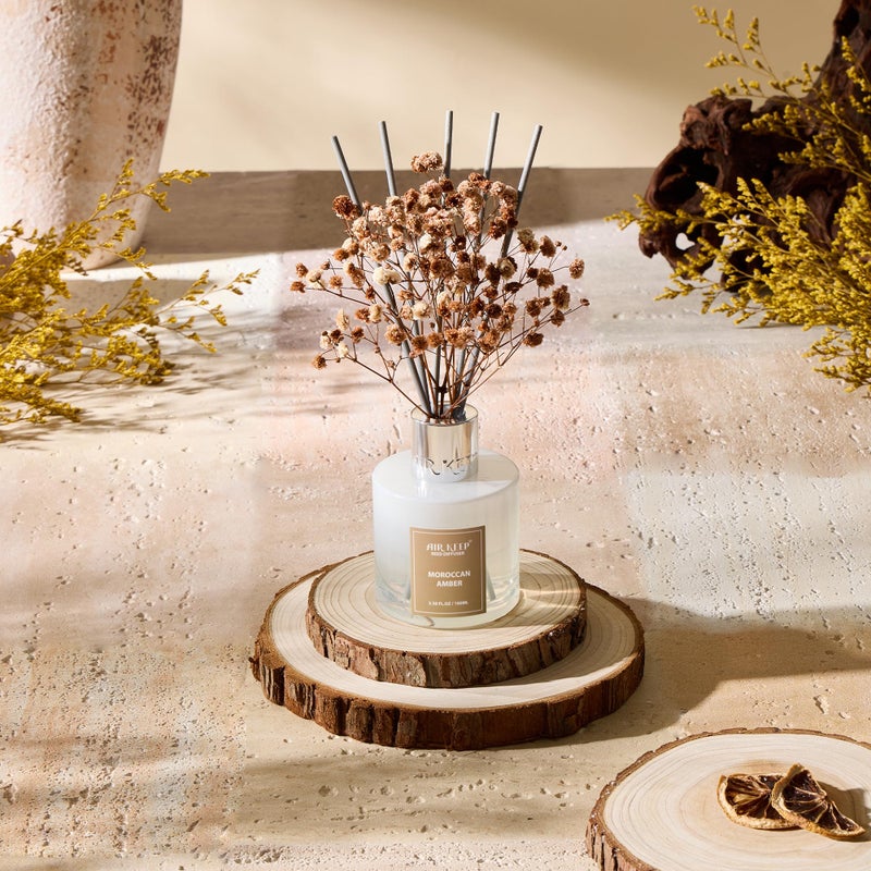 Airkeep Reed Diffuser Set,3.38 fl oz (100 ml) - Moroccan Amber Oil Diffusers with 8 Reed Sticks, Home Fragrance Reed Diffuser for Bathroom Shelf Decor - Image 4