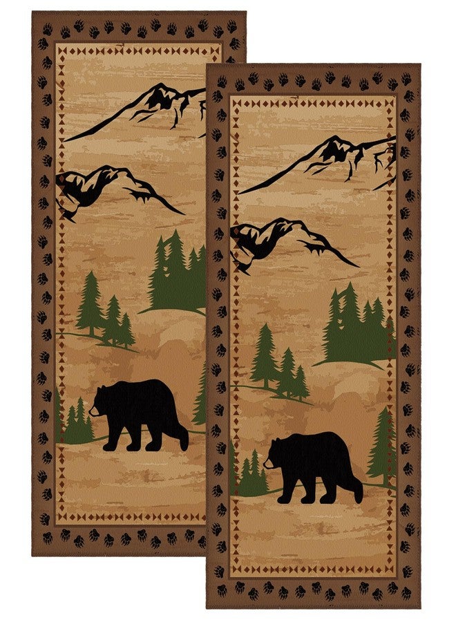 Mindsoft 2 Pcs Bear Hand Towel Set Cabin Forest Bear Absorbent Bathroom Towel Rustic Wildlife Dishcloths for Kitchen Decoration Black Brown Bath Towels Decorative Kitchen Guest for Spa Hotel 28x14inch - Image 1