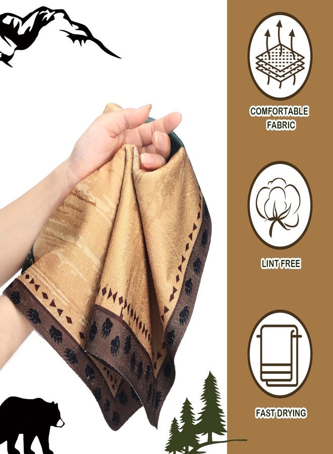 Mindsoft 2 Pcs Bear Hand Towel Set Cabin Forest Bear Absorbent Bathroom Towel Rustic Wildlife Dishcloths for Kitchen Decoration Black Brown Bath Towels Decorative Kitchen Guest for Spa Hotel 28x14inch - Image 4