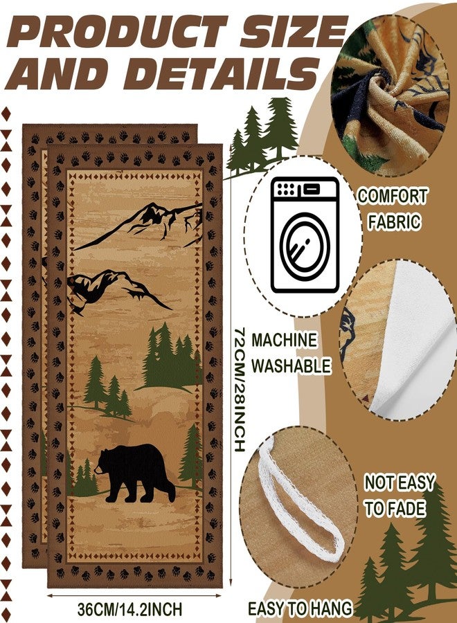 Mindsoft 2 Pcs Bear Hand Towel Set Cabin Forest Bear Absorbent Bathroom Towel Rustic Wildlife Dishcloths for Kitchen Decoration Black Brown Bath Towels Decorative Kitchen Guest for Spa Hotel 28x14inch - Image 2