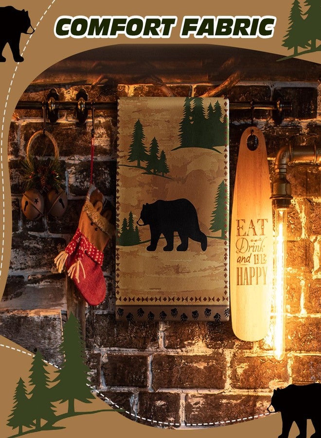 Mindsoft 2 Pcs Bear Hand Towel Set Cabin Forest Bear Absorbent Bathroom Towel Rustic Wildlife Dishcloths for Kitchen Decoration Black Brown Bath Towels Decorative Kitchen Guest for Spa Hotel 28x14inch - Image 5
