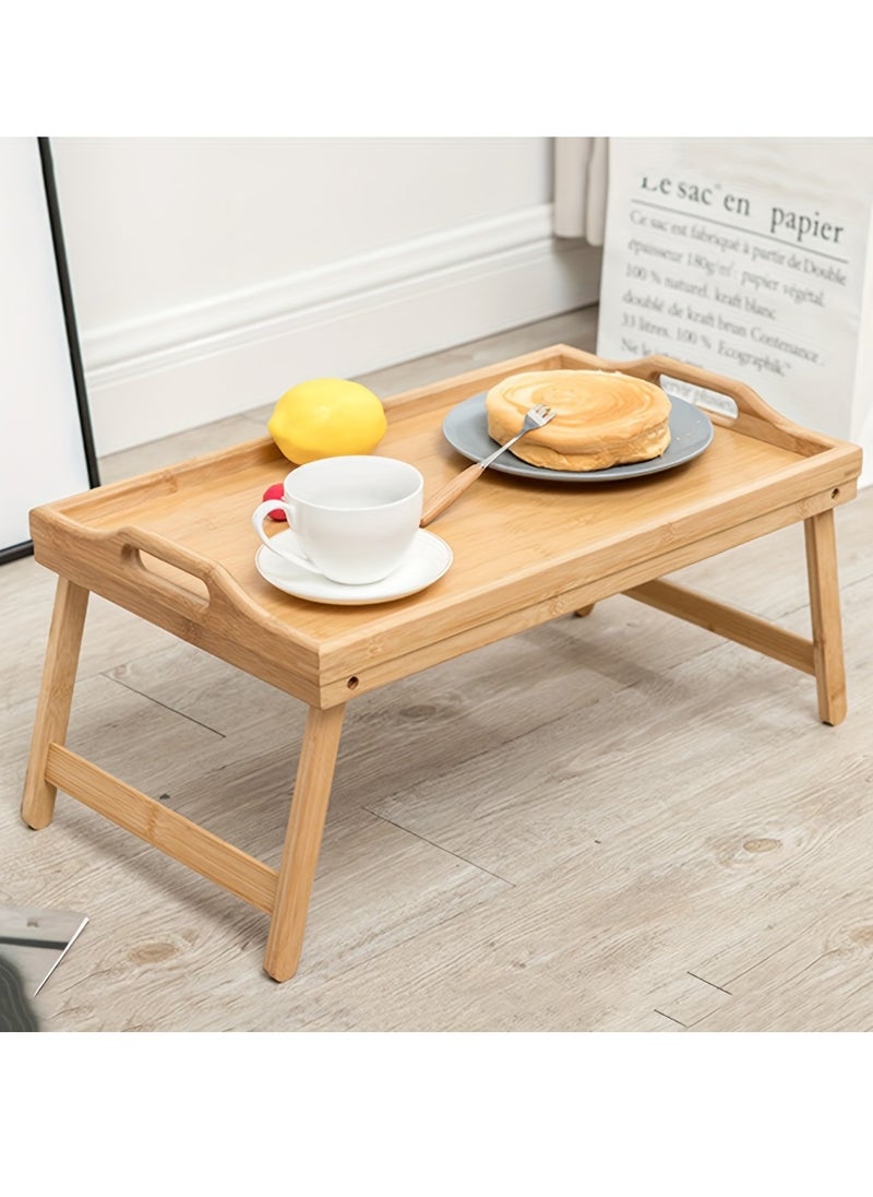 Multifunctional Wooden Pallet Bed Table with Folding Legs - Home Sofa Bed Table, Picnic Camping Table, Work & Dining Decoration Table