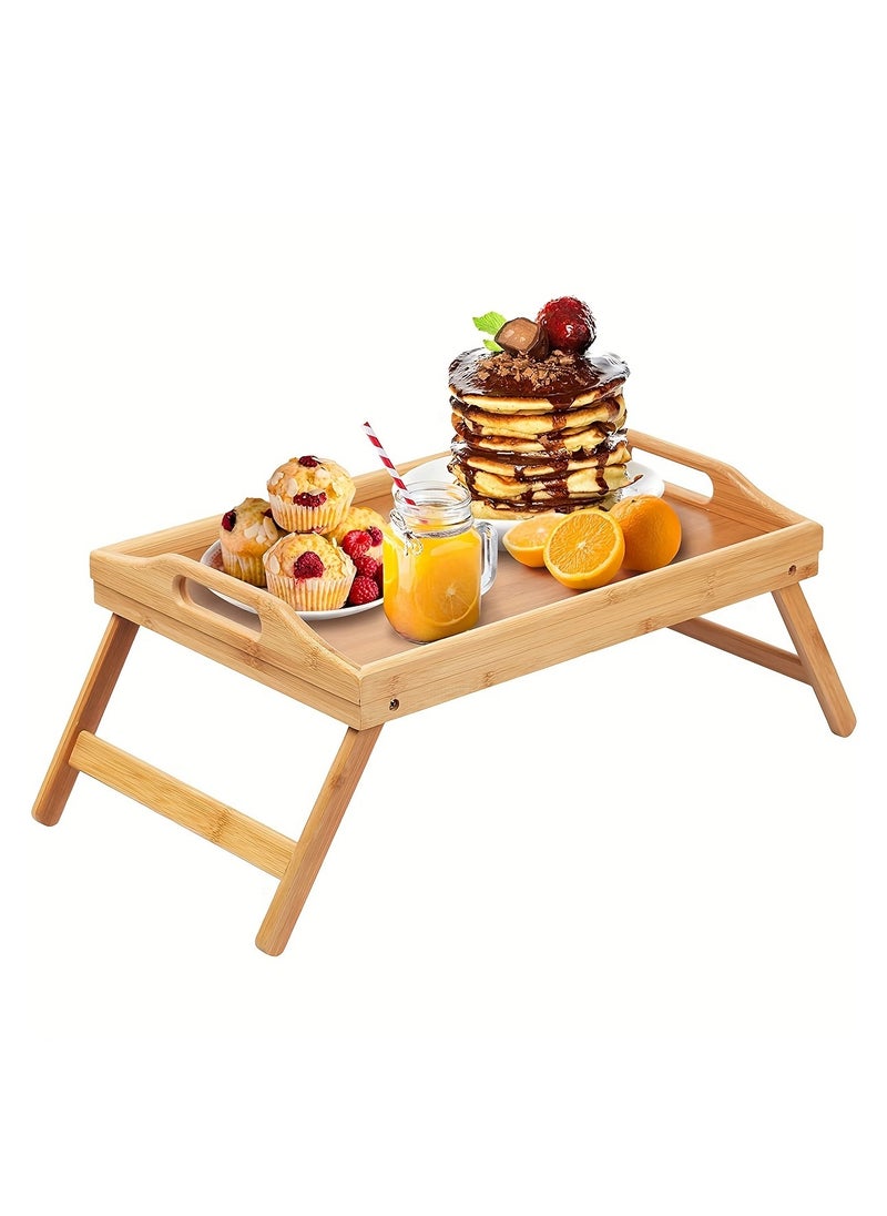 Multifunctional Wooden Pallet Bed Table with Folding Legs - Home Sofa Bed Table, Picnic Camping Table, Work & Dining Decoration Table