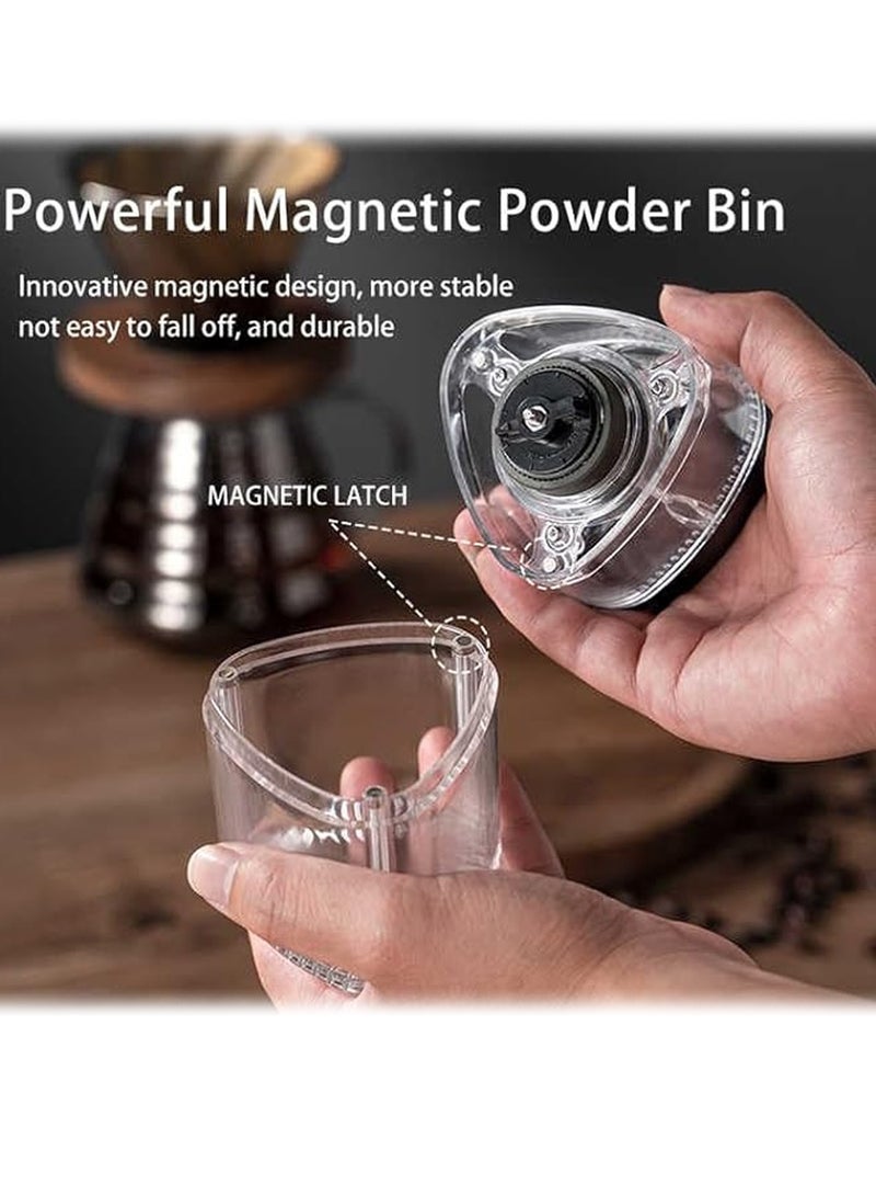 Coffee Grinder Handheld – Manual Coffee Grinder with Ceramic Burr, Adjustable Coarseness, Magnetic Lock, Transparent Powder Cup, Fully Washable & Portable – Ideal for Home, Travel, Hiking, and Office Use  - Image 3