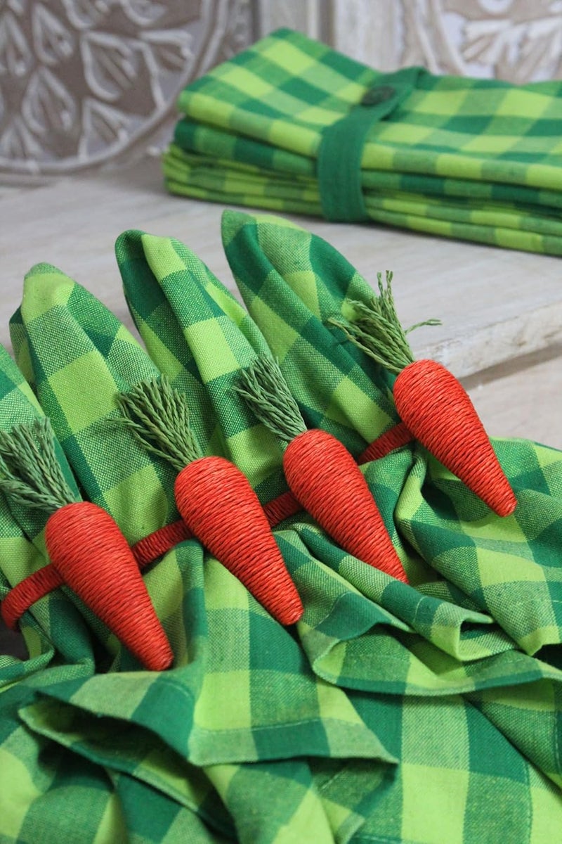 Cotton Craft مناديل قماشية مربعة من كوتون كرافت بنمط بيج بوفالو مجموعة من 12 من القطن الخالص مناديل طاولة بنمط جينغهام 20x20 أخضر - Image 2