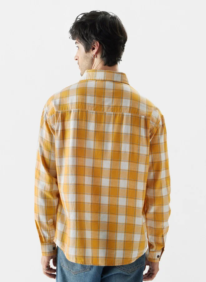 The Souled Store  The Souled Store Men Plaid Amber Gold Checked Multicolor Relaxed Shirt  | Best Price UAE
