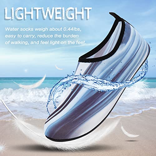 ANLUKE Water Shoes Barefoot Aqua Yoga Socks Quick-Dry Beach Swim Surf Shoes for Women Men Grey/Stripe 38/39 - Image 4