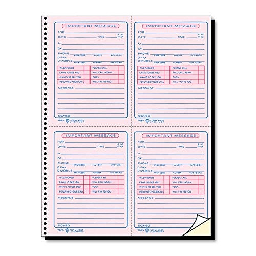 TOPS Phone Message Book, Spiral Bound, 2-Part, Carbonless, White and Canary, 4 Messages per Page, 400 Sets (4009) - Image 1