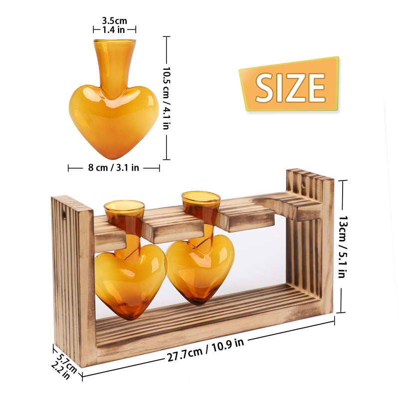 MTsigns Plant Terrarium Propagation Stations Faith Hope Love Hydroponics Home Garden Decoration Gift for Women with Wooden Stand Heart Shaped Colored Glass Vase - Image 4