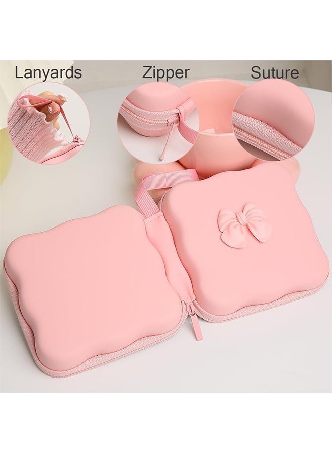 Portable Charger Cover & Storage Bag with Cute 3D Pink Bow Tie Design, Travel Cable Organizer and Earphone Wire Saver Case, Protective Cord Holder for Chargers, Wireless Earphones, and USB Cords - Image 3