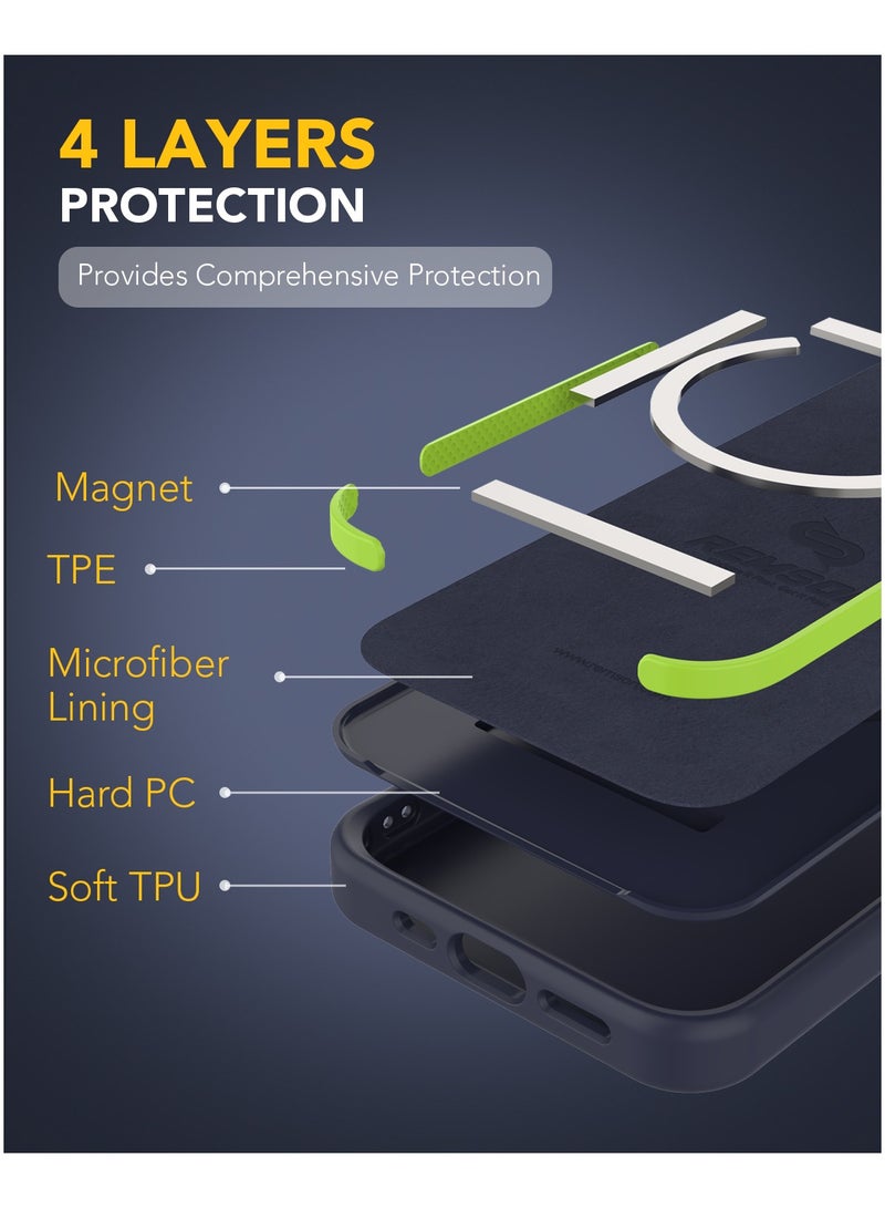 Remson غطاء سيليكون هجين مغناطيسي من ريمسون ماج-إكس لهاتف آيفون 15 بحجم 6.1 بوصة، حماية من السقوط، غطاء متوافق مع ماج سيف مع زوايا مبطنة، حواف مرتفعة، ومقبض مريح (أزرق منتصف الليل) - Image 4