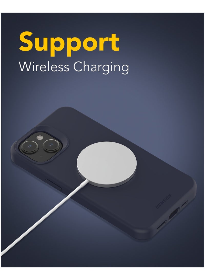 Remson غطاء سيليكون هجين مغناطيسي من ريمسون ماج-إكس لهاتف آيفون 15 بحجم 6.1 بوصة، حماية من السقوط، غطاء متوافق مع ماج سيف مع زوايا مبطنة، حواف مرتفعة، ومقبض مريح (أزرق منتصف الليل) - Image 3