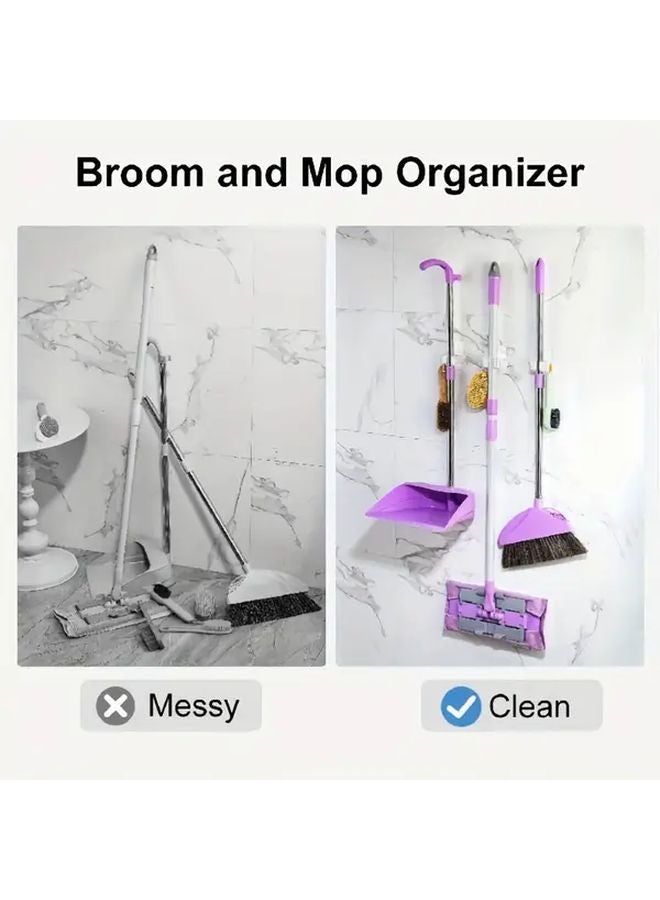 4Pcs White Punch Free Markless Mop Clips Strong Adhesive Wall Mounted Storage Rack - Image 5