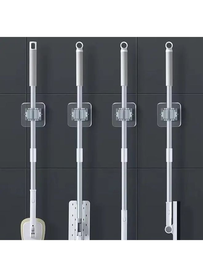4Pcs White Punch Free Markless Mop Clips Strong Adhesive Wall Mounted Storage Rack - Image 3