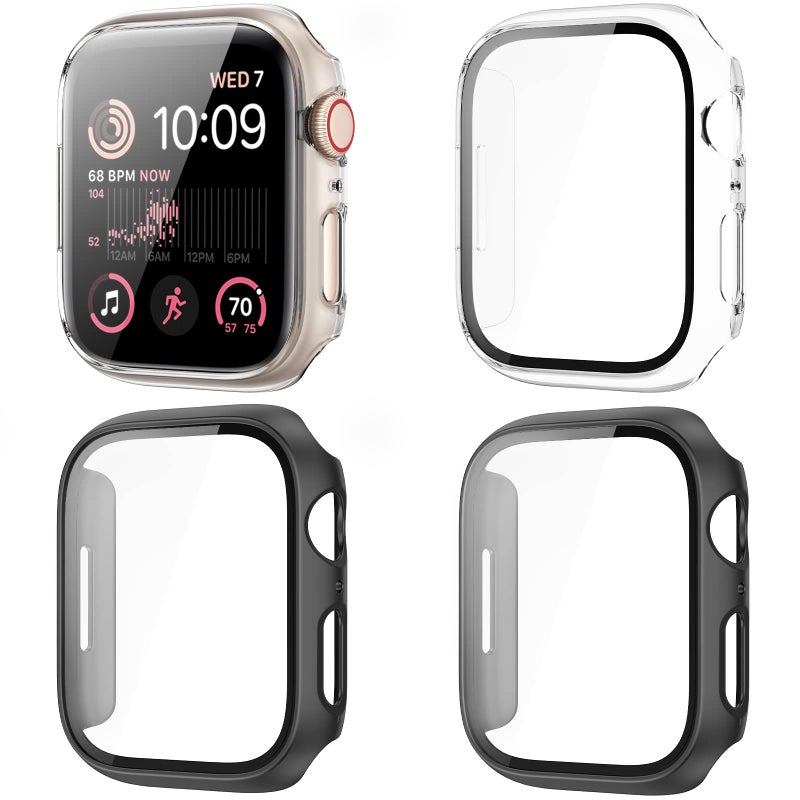 REPLUTO Apple Watch SE 2022/6/5/4 40mm 4-Pack Screen Protector Case, Built-in Tempered Glass, Hard PC Full Cover Bumper - Image 1
