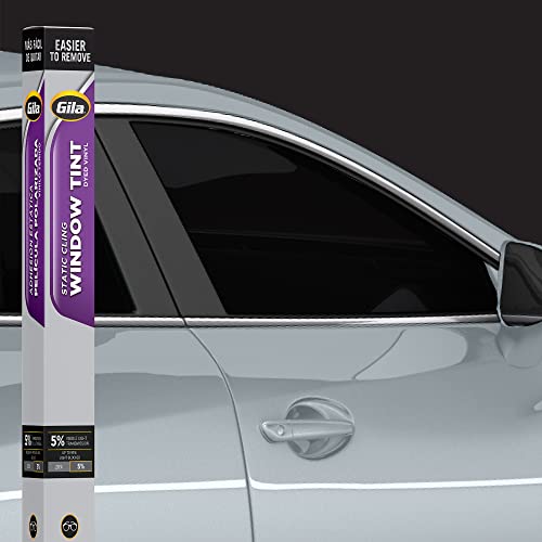 Gila Static Cling 5% VLT Automotive Window Tint DIY Easy Install Glare Control Privacy 2ft x 6.5ft (24in x 78in), 5% Super Limo Black (JS242) - Image 1