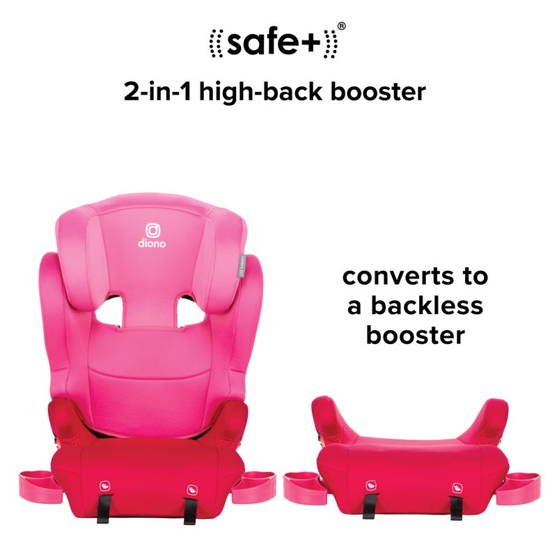 Diono Cambria 2XT XL, Dual Latch Connectors, 2-in-1 Belt Positioning Booster Seat, High-Back to Backless Booster with Space and Room to Grow, 8 Years 1 Booster Seat, Pink Cotton Candy - Image 5