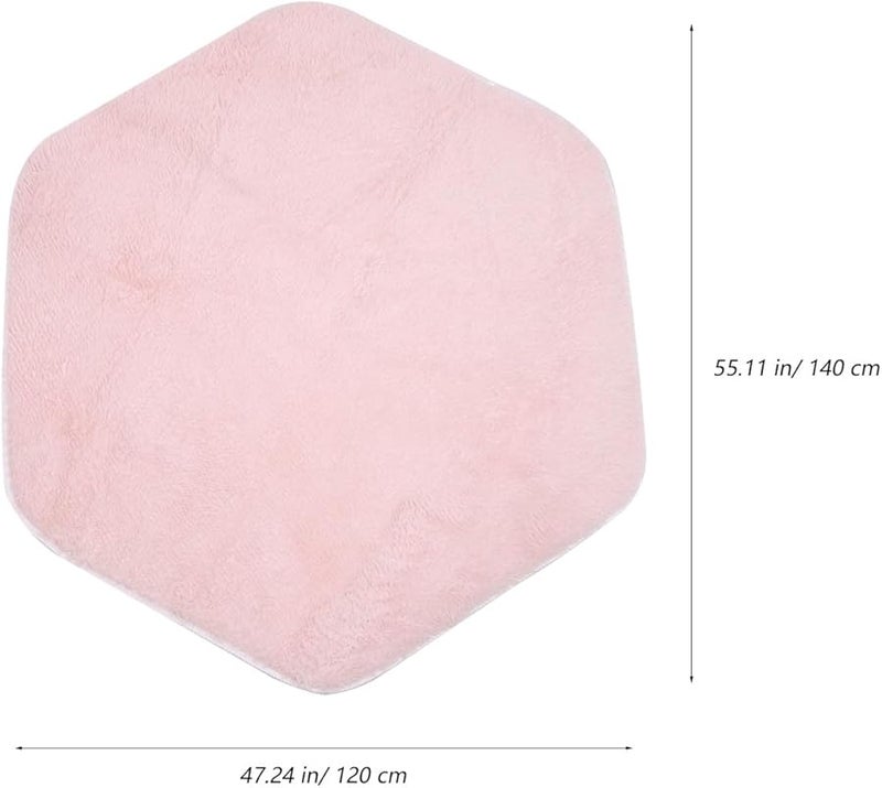 خيمة سداسية الشكل بسجادة خيمة ناعمة سجاد ناعم سجاد طويل الوبر بساط أرضي ناعم غير قابل للانزلاق وسادة وردي - Image 4
