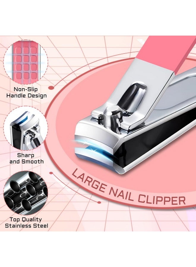 BLESWIN Manicure Pedicure Set 12 Pcs Nail Care Kit For Women Mens Nail Grooming Kit Manicure & Pedicure Tools & Accessories Pink Nail Kit Manicure Set Luxury Leather Case For Home Salon Use - Image 4