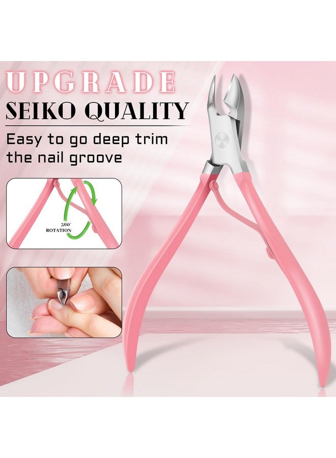 BLESWIN Manicure Pedicure Set 12 Pcs Nail Care Kit For Women Mens Nail Grooming Kit Manicure & Pedicure Tools & Accessories Pink Nail Kit Manicure Set Luxury Leather Case For Home Salon Use - Image 5