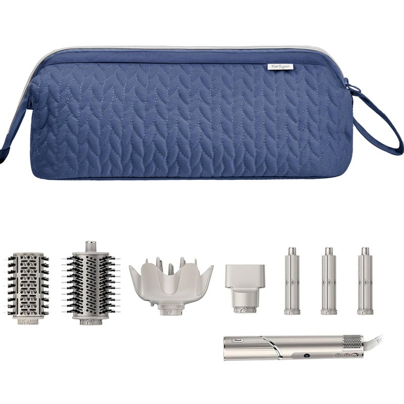 KarSyon Shark Flex Style Case for Airwrap Hair Dryer Brush Revlon Hair Tools Travel Bag Carrying Case Flat Curling Iron Organizer (Navy Blue) - Image 3