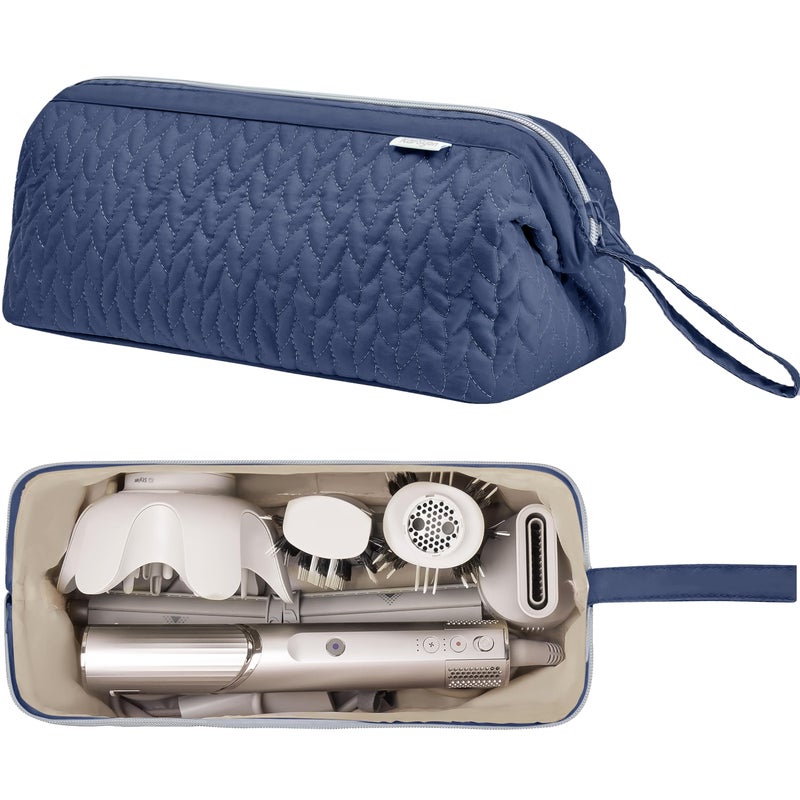 KarSyon Shark Flex Style Case for Airwrap Hair Dryer Brush Revlon Hair Tools Travel Bag Carrying Case Flat Curling Iron Organizer (Navy Blue) - Image 1