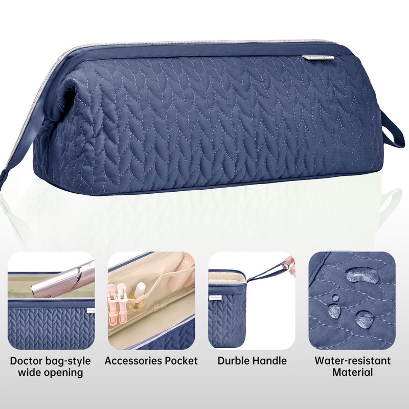 KarSyon Shark Flex Style Case for Airwrap Hair Dryer Brush Revlon Hair Tools Travel Bag Carrying Case Flat Curling Iron Organizer (Navy Blue) - Image 5