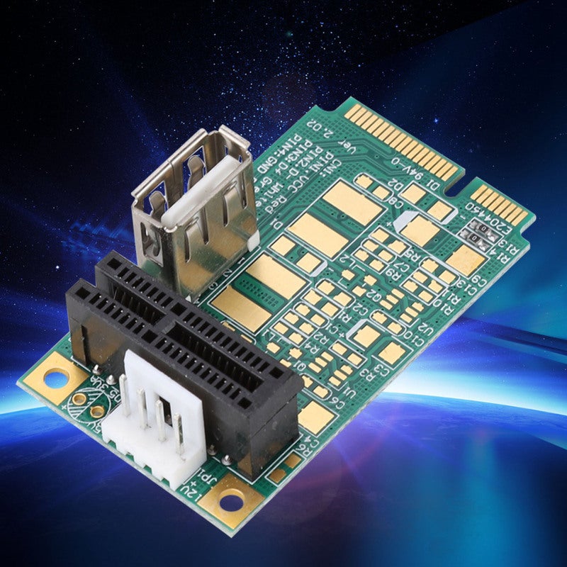محول Mini PCI-E إلى PCI Express - تصميم مفتوح بفتحة PCI-E 1X يدعم بطاقات 1X و4X و8X و16X - دعم أجهزة USB مع مصدر طاقة خارجي 5V و12V لاختبار الإنتاج الضخم - Image 4