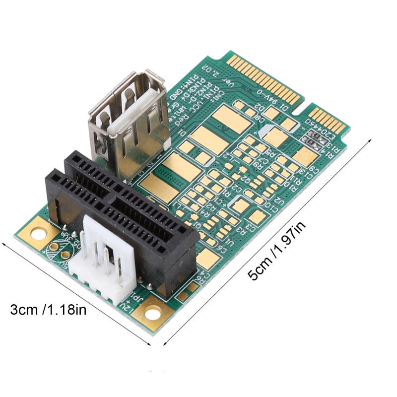 محول Mini PCI-E إلى PCI Express - تصميم مفتوح بفتحة PCI-E 1X يدعم بطاقات 1X و4X و8X و16X - دعم أجهزة USB مع مصدر طاقة خارجي 5V و12V لاختبار الإنتاج الضخم - Image 1