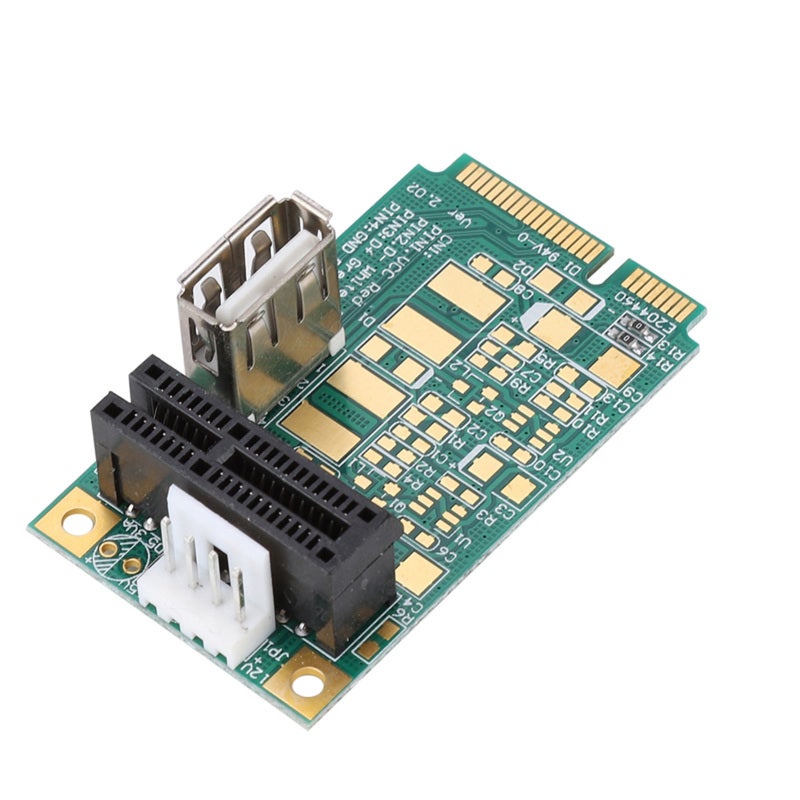 محول Mini PCI-E إلى PCI Express - تصميم مفتوح بفتحة PCI-E 1X يدعم بطاقات 1X و4X و8X و16X - دعم أجهزة USB مع مصدر طاقة خارجي 5V و12V لاختبار الإنتاج الضخم - Image 3