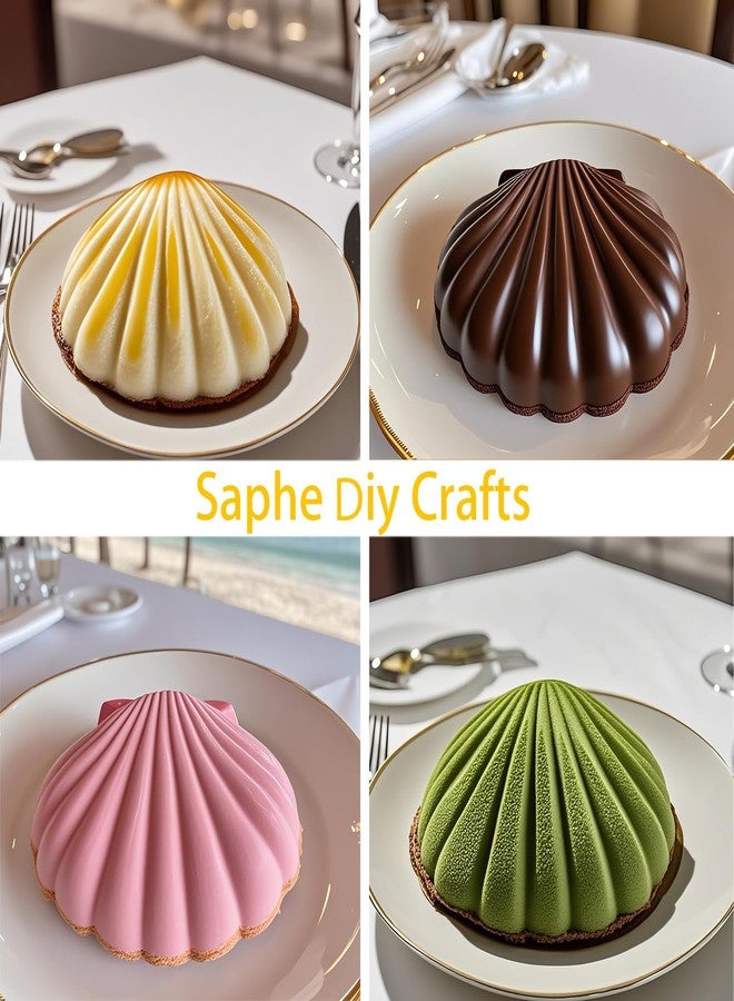 saphe Silicone shell- Shaped Cake Pans 10 Inch Large shell Cake Pan Nonstick Silicone Molds for Baking Cake, Breads, Pies, Tarts, Jello (2 packs, Red) (2, red) - Image 2