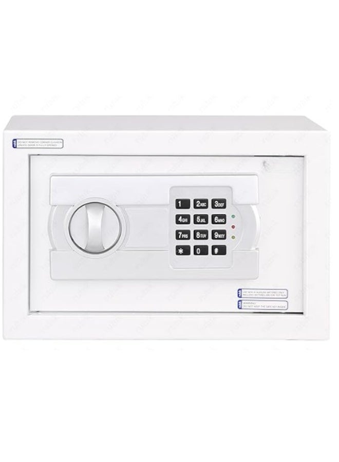 SAFE Small Safe Box with Digital Keypad and Key Lock for Home Office Personal Use 20EG (20x31x20cm) White