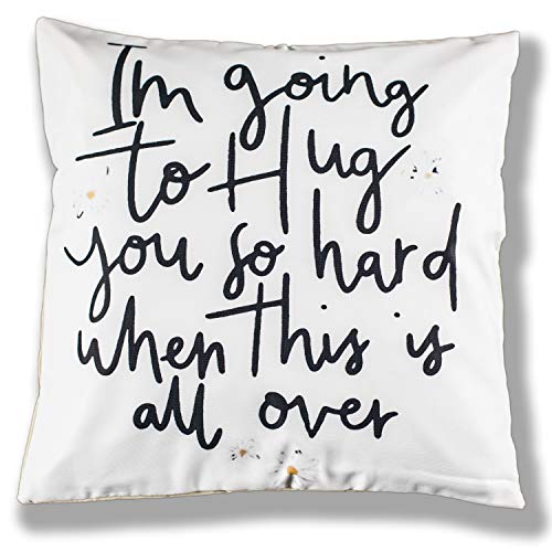 Vendola Matte Polymatty Gift for Girlfriend Boyfriend One Long Distance Hug for Your Long Distance Relationship Printed Cushion - Gift for Boyfriend Girlfriend (with Fillers) (12X12 Inches, White) - Image 1