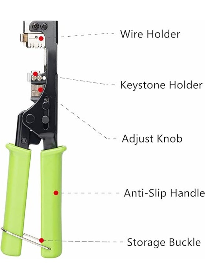 Terabyte Keystone Jack Punch Down Tool (Fit Specific AMP 110 Series 8 Position Jacks Only), CAT5/5e and CAT6/6A Adapter Fast Termination Crimper, One Hand Operation Green Handle - Image 4