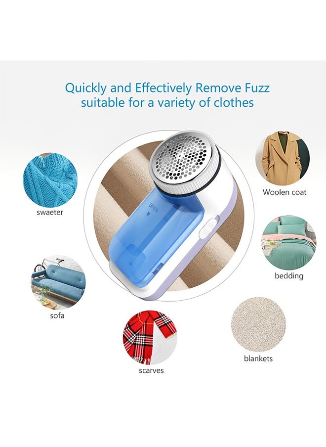 Fabric Shaver, Lint Remover Electric Bobble Remover Larger Size Fluff Remover Powerful Lint Shaver Portable Effectively Remove Fuzz Pill for Clothes (Blue)