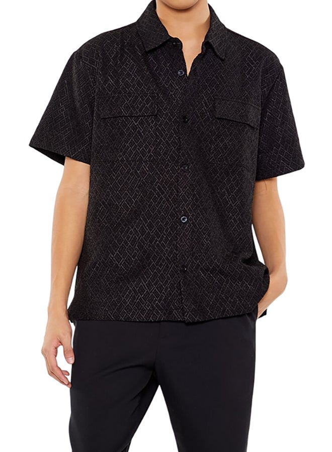 FOREVER 21 Geo Dual-Pocket Button-Front Shirt - Image 1