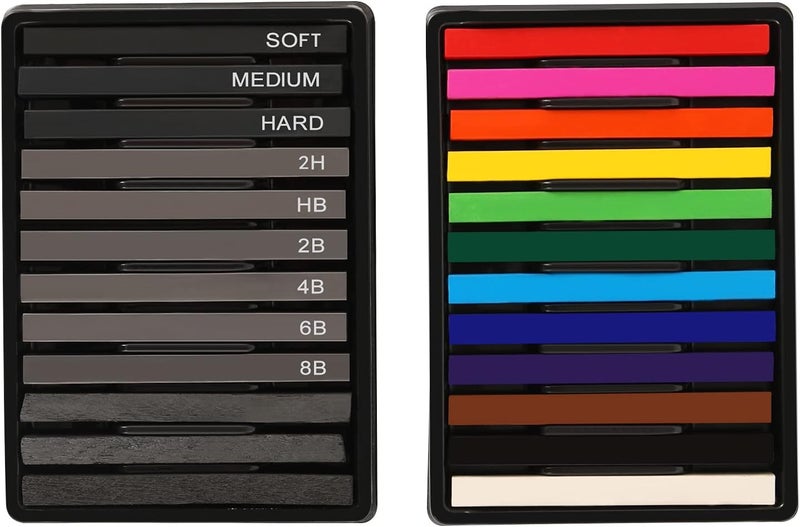 STAPENS Professional Soft Pastel Sticks, 24 Pieces Vine Charcoal and Graphite Sticks for Artists Drawing - Image 1