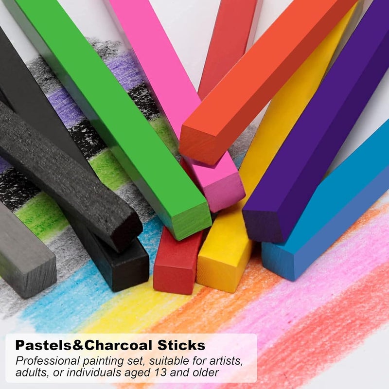 STAPENS Professional Soft Pastel Sticks, 24 Pieces Vine Charcoal and Graphite Sticks for Artists Drawing - Image 3