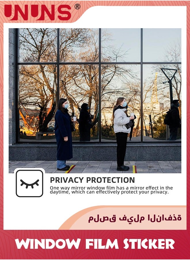 UNUNS PVC Window Film Sticker,One-Way Privacy Mirror Reflective Film,Heat Control Window Film,Sun Blocking Anti UV Reflective Window Tint For Home,90x200cm  - Image 5