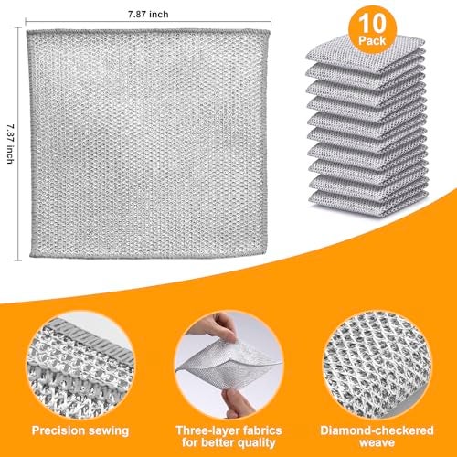Inkhut Non Scratch Wire Dishcloth, Multipurpose Wire Dishwashing Rag for Wet and Dry, Multifunctional Dish Rags for Washing Dishes, Reusable Steel Wool Scrubber for Kitchen Cleaning - Image 3
