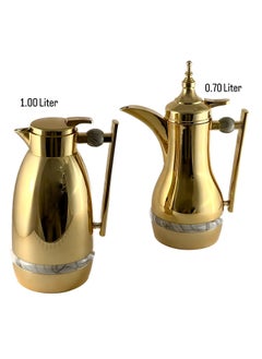 Homemaker 2-Piece Tea & Coffee Flask - 0.7 Liter & 1 Liter Capacity - Glass Inner - ABS Body - Gold  - Image 2