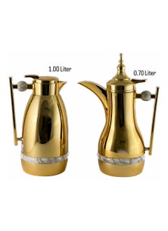 Homemaker 2-Piece Tea & Coffee Flask - 0.7 Liter & 1 Liter Capacity - Glass Inner - ABS Body - Gold  - Image 3