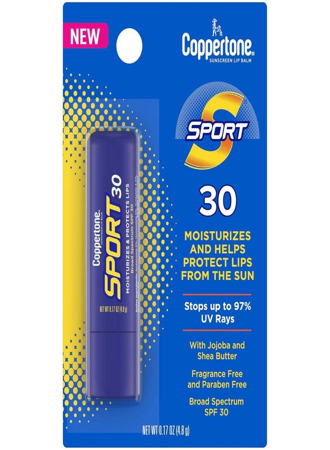 Coppertone Sport SPF 30 Lip Balm, Broad Spectrum SPF 30 Sun Protection With Jojoba and Shea Butter, Hydrates Lips, 0.17 Oz Stick - Image 1